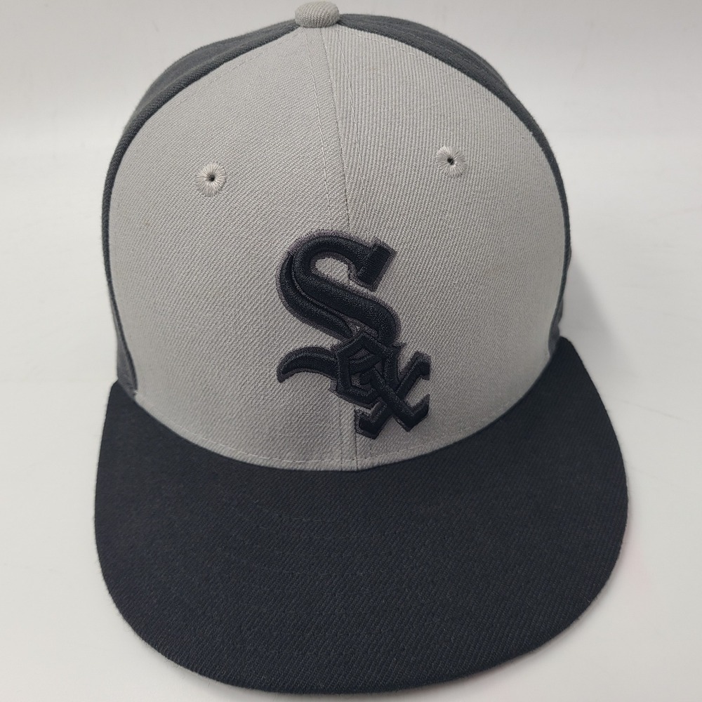 Chicago White Sox Hat Fitted 7 3/8 New Era 59Fifty Gray Black MLB Baseball Men‎